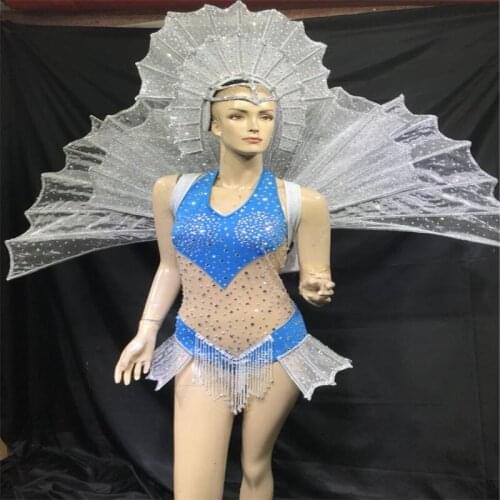 EC46 Ballroom dance Mermaid costumes party princess dresses Rhinestone stage show catwalk wears clothe bar performance bikini dj