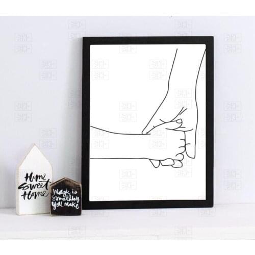 Holding Hands Line Art Print Mom Child Hands Poster Nursery Wall Art Canvas Painting Nordic Love Wall Picture Kids Room Decor