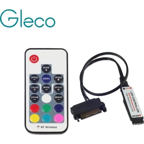 DC12V SATA RGB controller PC Computer Case SATA interface 17Key RF remote control for 12V LED Strip RGB 5050