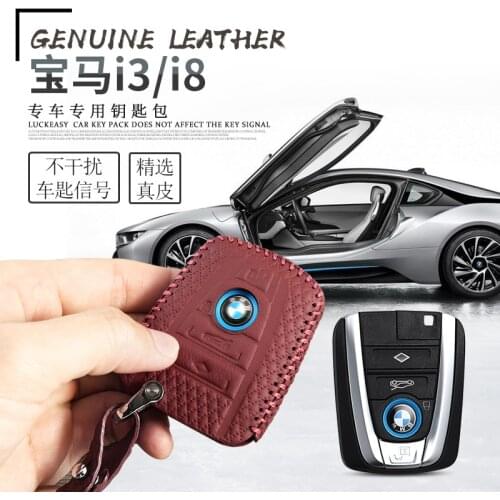 Leather key cover for bmw i3 i8 2014 2016 2018 car key case wallet holder key holder key4y