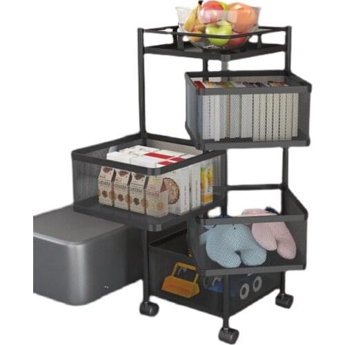 Kitchen vegetable basket vegetable shelf floor multi-layer rotatable sundries square storage basket multifunctional storage rack