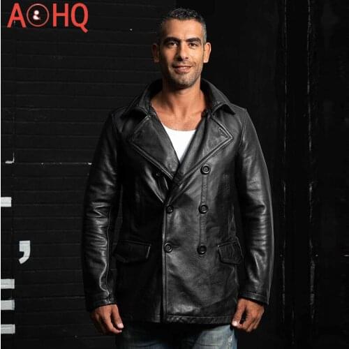 Genuine Leather Jacket Men Clothing 5XL Real Cowhide Leather Vintage Mens Windbreaker Thick Clothes Hommes Veste LXR892