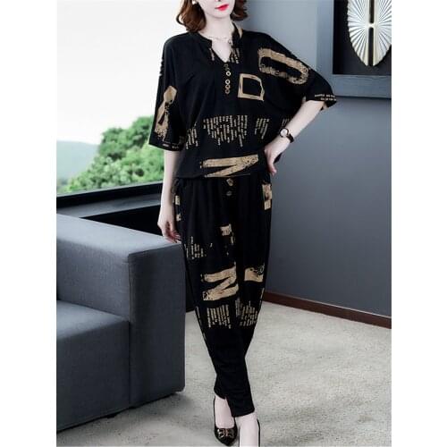 Korean Fashion Casual Women Sets Clothing 2021 Summer Loose Plus Size Lady Pant Suits Styles Two Piece Komplety Damskie 4XL