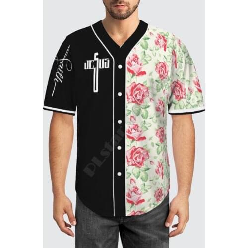 Baseball Jersey Beach Summer Fresh Flowers Jesus 3D All Over Printed Mens Shirt Casual Shirts hip hop tops 01