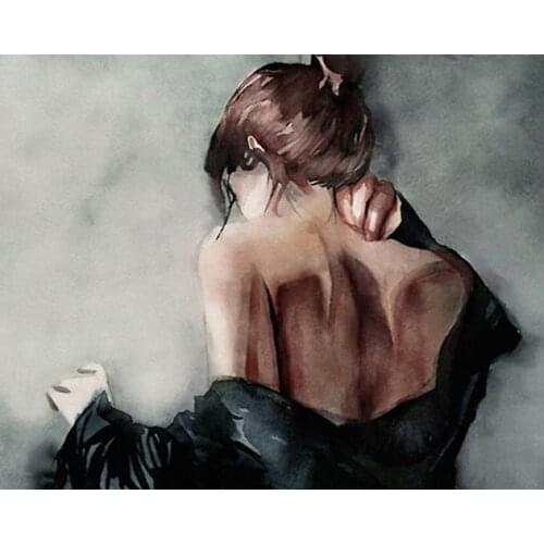 AMTMBS Slim Girl Back View Portrait Painting By Numbers Kits Draw On Canvas DIY Frame Pictures By Numbers Home Wall Art Decor
