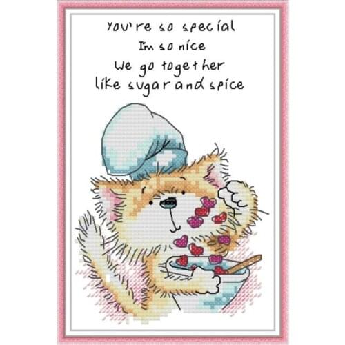 DA549 Cute cat 13 cross stitch kit aida 14ct 11ct count print canvas cross stitches needlework embroidery DIY handmade