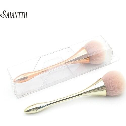SAIANTTH New gold single loose powder brush small waist makeup brushes goblet face beauty tool soft pincel maquiage PVC bag