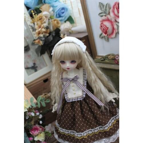 BJD Doll Clothing suitable for1/3 1/4 1/6 Blythes Size Dark Brown Vintage Suit Fashion Doll Accessories (Skirt + Tiara)