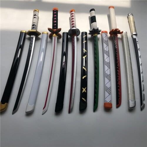 Kimetsu no Yaiba Sword Weapon Demon Slayer Agatsuma Zenitsu Kamado Tanjirou Cosplay Sword Ninja Knife wood Weapon Prop 80cm