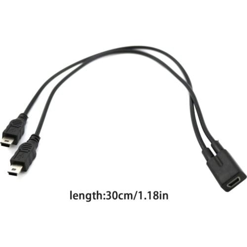 1 to 2 Y Splitter Cable USB 2.0 Mini 5-Pin Female to Double 2 Male Converter