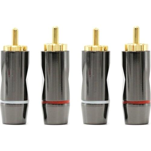 Pailiccs 24k Solder Gold plated RCA Connectors, Hi-end RCA Plug Audio Male Connector Cables