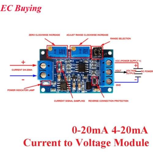 0 to 20mA/40mA to 0-3.3V 0-5V 0-10V Current to Voltage Converter Signal Conversion Module 0-20mA 4-20mA I/V Transmitter