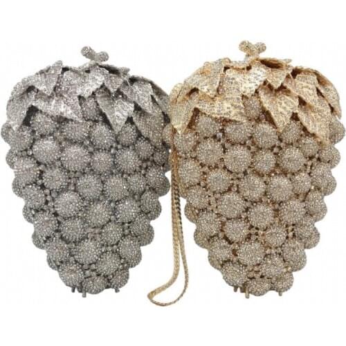 Luxury Silver/Gold 13 Colors Grape Shape Wedding Handbags Women Crystal Clutch Wallets Fashion Evening Purses And Diamond Bags