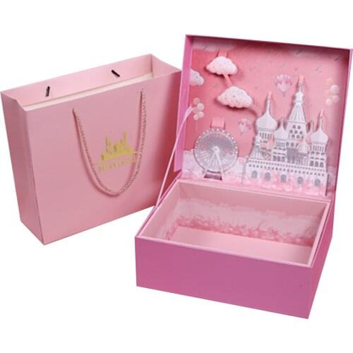 Pink Dream Gift Box Valentines Day Gift Boxes Dream Girl Heart Flip Three Dimensional Box Boxes Girlfriend Holiday Party Gifts