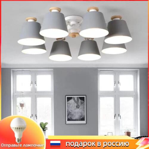 Nordic kitchen study LED chandelier living room bedroom dining room lighting villa hotel loft log lamp
