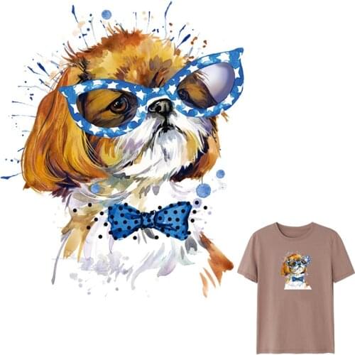 Iron-on Transfers Cute Patches For Clothing Vinyl Thermo Stickers Applique Diy Dog Heat Thermotransfer Stripes On Clothes Set