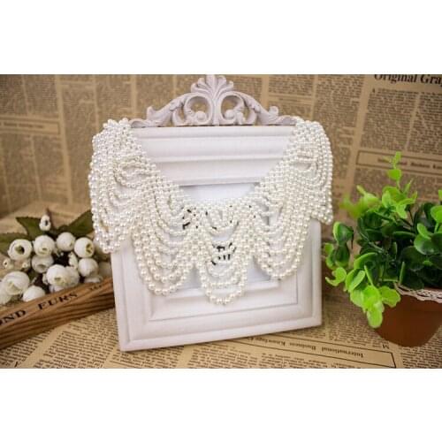 White Handmade Imitate Pearl Fake Collar Fashion pearl beads fake collar for women Fancy lady crochet pearl beads fake collar