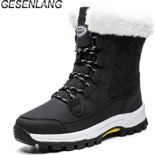 Womens Walking Shoes With Fur High Top Casual Outdoor Snow Boots Water Resistant Warm Ankle Barefoot Boots Winter Female Shoes