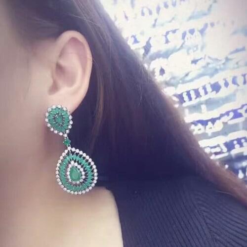 YAN MEI Zircon Exaggerated Plant Shape Stud Earrings For Women Girls Bride Wedding Jewelry Earring Jewelry GLE5357Y