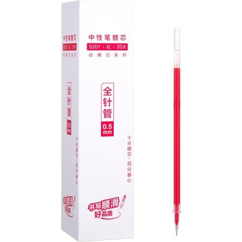 0.5mm Classic Core Series Gel Pen Ballpoint Pen Writing Smooth Red 20pcs/Set Replacement Student Office School