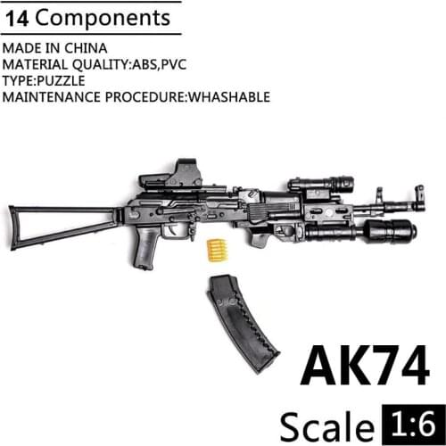 1:6 AK74 Assault Rifle 1/6 Soldier Weapon Plastic Assembled Gun Model for 12" Action Figure Toy