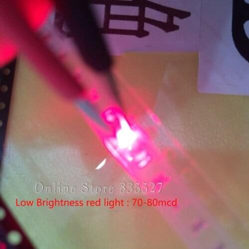 100pcs/lot lamp beads 0603 1608 70-80mcd red light SMD LED light-emitting diode low brightness special for remote control