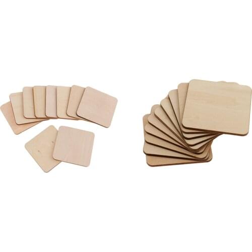 20 Pieces Square MDF Unfinished Wood Pieces Blank Plaques for DIY Craft Pyrography 50x50mm, 60x60mm