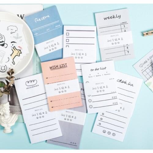 30sheets/pack Memo Pads Sticky INS Hand Painted Diary Scrapbooking Things To Do Receipt Office School Stationery Message Notepad