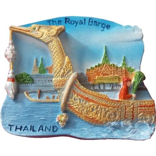 Royal Thai Dragon Boat Hand-Painted Aromatherapy 3D Fridge Magnets World Travel Souvenirs Refrigerator Magnetic Sticker