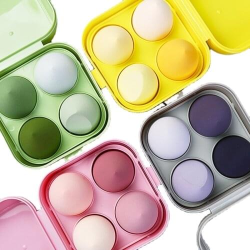 4pcs Makeup Blender Cosmetic Puff Makeup Sponge with Storage Box Foundation Powder Sponge Beauty Tools Women Make Up Accessories