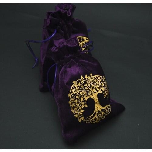 Tree of Life Skull Jewelry Drawstring Pouch Velvet Bag with Drawstrings for Gifts Jewelry Makeup or Phone Accessories