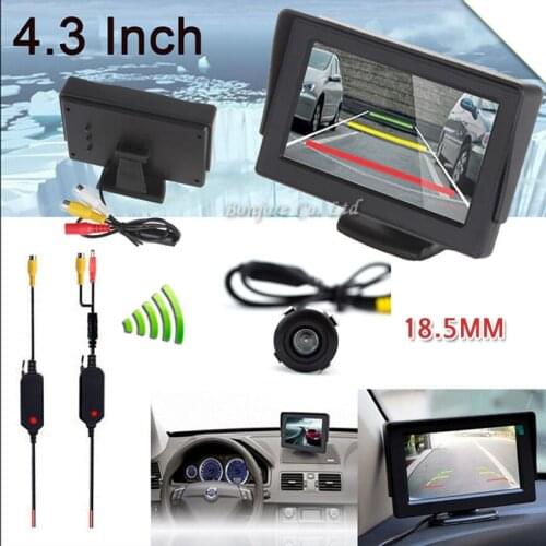 Koorinwoo Wireless Car Kit 4.3" TFT LCD vehicle SCREEN Monitor CCD Mini Reverse back up Rear view camera Parking Sensor System