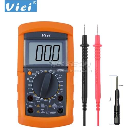 VICI VC890C Digital Multimeter Temperature Ohmmeter Ammeter Capacitance AC DC Volt Amp Voltmeter Diode Continuity Buzzer Tester