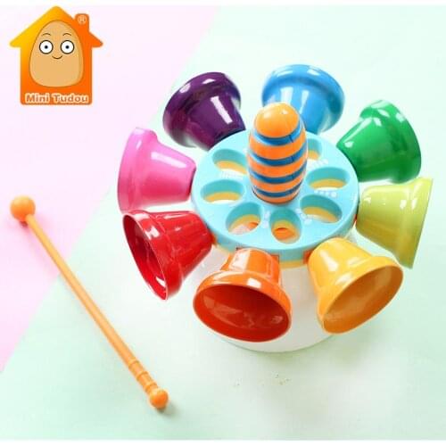 Kids 8 Note Percussion Bell Colorful Hand Bell Musical Game Baby Early Educational Music Instrument Toys For Children Gift