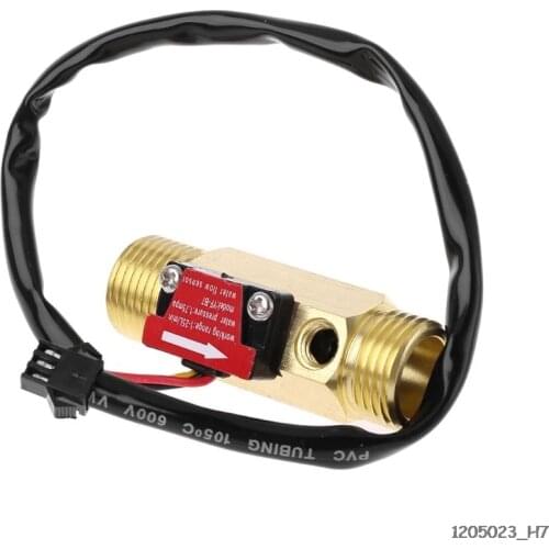 G1/2" Brass Hall Flow Rate Meter NTC Temperature Measurement Water Flow Sensor Meter
