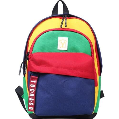 New Canvas Kids Backpacks Children School Bags Fashion Splicing Infant Book Bags High Capacity Student School Bags for Girls Boy