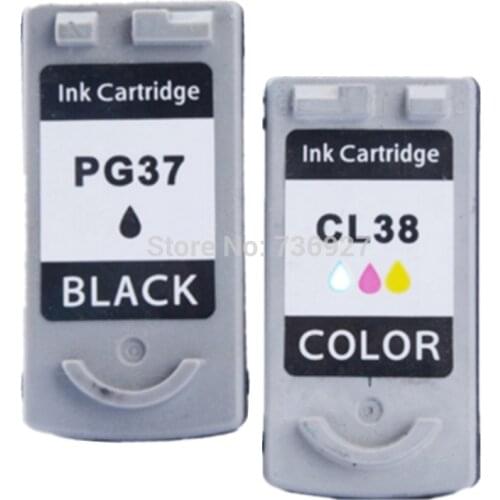 One Set PG37 PG-37 CL-38 PG 37 CL 38 Remanufactured Ink Cartridge For Canon Pixma iP1800 Pixma iP2500 Pixma MP210 printer
