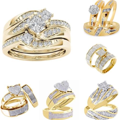 3 Pcs/Set Simple Ring Set Collection ! Romantic Heart Zircon Engagement Ring Set for Women Wedding Party Jewelry Accessories