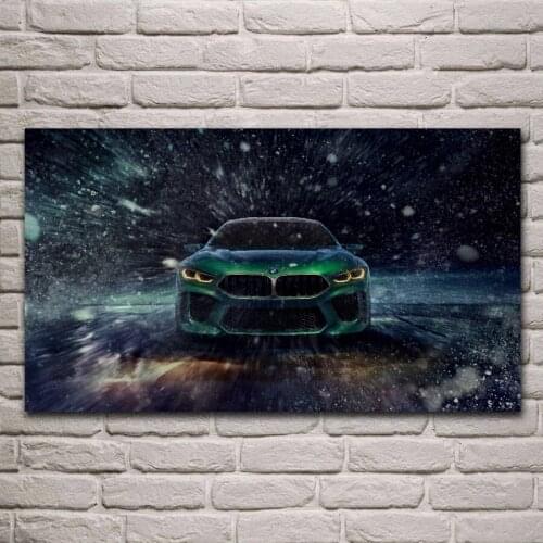 M8 gran coupe super car motor artwork Living room decoration home wall modern art decor wood frame fabric posters KH305