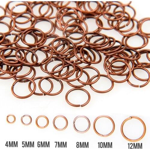 Copper Mixed Size 3/4/5/6/7/8/10/12/20mm Tone Metal Open Jump Rings Necklace With Close Tool Ring DIY Jewelry Making