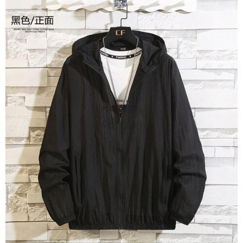 2021 Ultra-Light Mens Summer Hood Jacket Thin Windbreaker Breathable Mesh Sunscreen Beach Casual Jacket 4XL 5XL 6XL 7XL 8XL 9XL