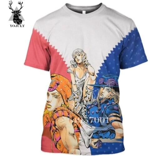YOJULY Anime JoJo Bizarre Adventure 3D Print Harajuku T-Shirt Men Women Shirts Unisex Fashion Novelty Streetwear Funny Tops Y391