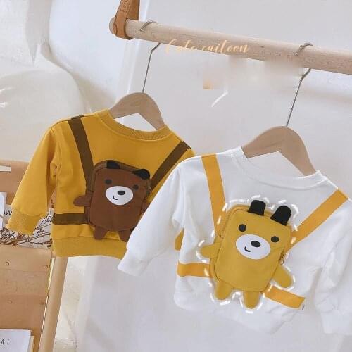 Spring Autumn Baby Boys Fashion Style Cute Bear Printing Long-sleeved T-shirt