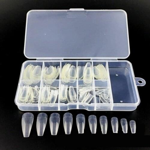 100Pcs Professional Shape False Nails Tips Practice Polish Gel Artificial Art Display Transparent Natural DIY Salon Fake Nail