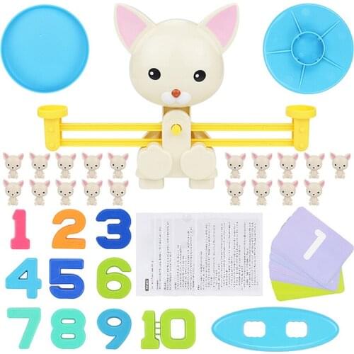 Math Match Game Board Toys Monkey Cat Match Balancing Scale Number Balance Game Kids Educational Toy to Learn add and subtract