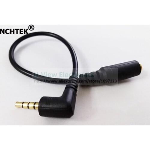 NCHTEK 90 Degree Right Angled 3.5mm 4 Poles Audio Stereo Male to Female Extension Cable 20CM/Free DHL Shipping/100PCS