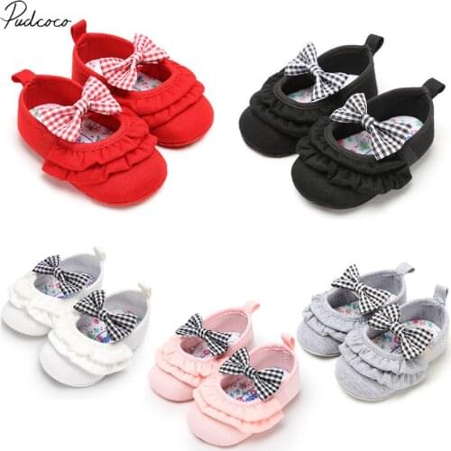2018 Brand New Newborn Infant Baby Girl Boy Autumn Casual Crib Shoes Cotton Bow Slip On Ruched Baby Soft Sole First Walker 0-18M