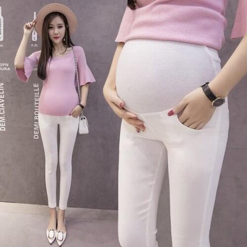 2020 New Maternity Leggings Cotton Belly Skinny Nine Pants For Pregnancy Women Knitted Bottoms Pregnant Clothes Spring Autumn