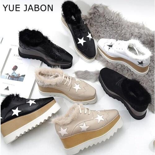 New 2021 Women Trendy Chunky Sneakers Star Platform Fur Casual Shoes zapatillas mujer Ladies кроссовки женские zapatos de mujer