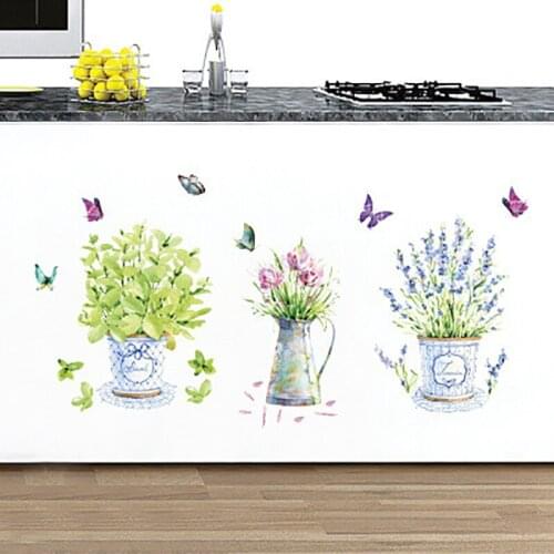 New Butterfly Vase Wall Stickers Living Room Decoration Background Wall Stickers Shop Glass Tile Stickers
